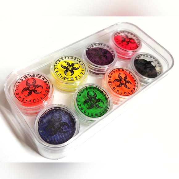 By Melolops Radioactive Face and Body Mini Water Ink Set 8 Neon UV Shades NIB - Picture 3 of 15